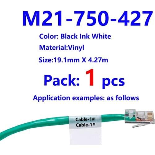 Bmp21 M21-750-427 Label Tape Black On White vinyl film Compatible for BMP21 Plus ID PAL LABPAL Cable Label Maker BMP21 LAB