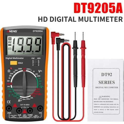 DT9205A LCD Digital Multimeter Portable AC DC Volt Voltmeter Ammeter Ohm Voltage Capacitance Resistance Tester Meter