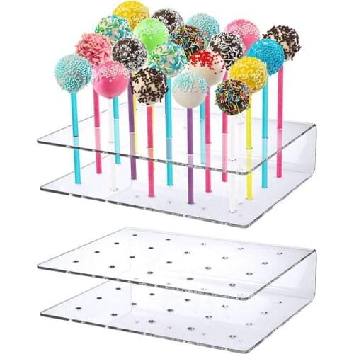 2Pcs/Set Pop Holder Creative Durable Double Layer Design Acrylic 20 Holes Cake Pop Stand Rack for Party