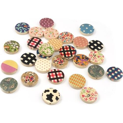 Doreen Box Vintage Wood Spacer Beads Flat Round At Random DIY Fashion Jewelry Gifts About 20mm Dia., Hole: Approx 1.9mm, 20 PCs