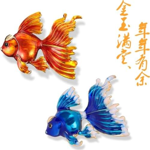 Morkopela Goldfish Enamel Brooch Retro Metal Fish Brooches And Pins Jewelry Coat Scarf Pin Clip Accessories