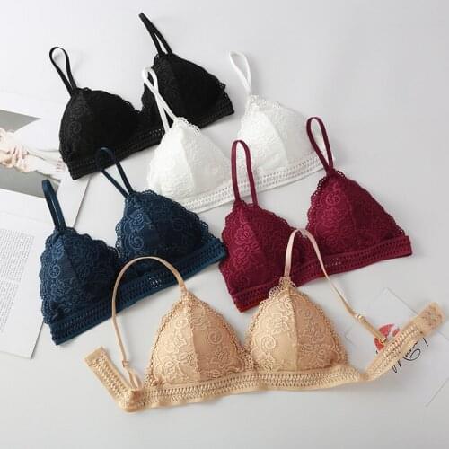 French bra seamless deep V lace bra wireless thin underwear sexy female underwear soft bra hot triangle cup soft bra deep V girl