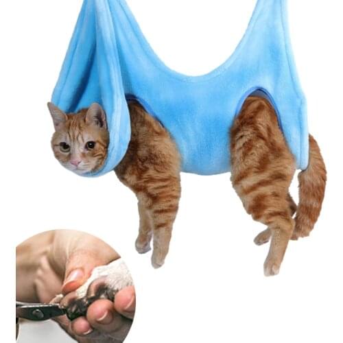 Cat Hammock Grooming Soft Flannel for Pet Hammocks Restraint Bag Harness Nail Clip Trimming Bathing with Hook Dog Grooming Bed