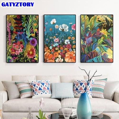 GATYZTORY Plant Paint By Numbers Floral DIY Unframe Acrylic Paint Oil Painting By Numbers Adult Art Unique Gift Home Decoration