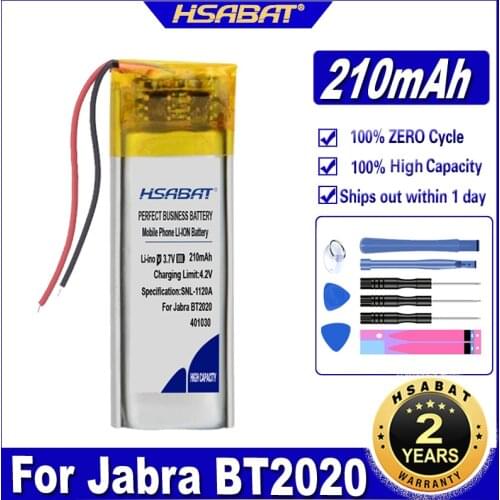 HSABAT 401030 70868-01, 73366-01, PA-PL002 210mAh Battery for Jabra BT2010, BT2020, BT250V, BT4010, BT500V, VH110 Batteries