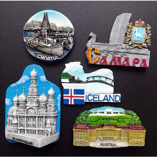 World Travel Fridge Magnet Souvenir Samara Austria St.Petersburg Russia Croatia Iceland Magnets for Refrigerators Message Holder