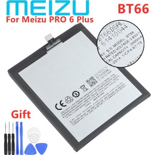Meizu 100% Original 3400mAh BT66 Battery For Meizu PRO 6 Plus Mobile Phone In Stock High Quality Battery With Tracking Number