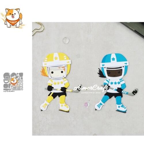 Girl ice hockey Metal Cutting Dies Mold Knife Scrapbooking Stencil DIY Embossing Craft Die Cuts Card Making New Dies For 2020