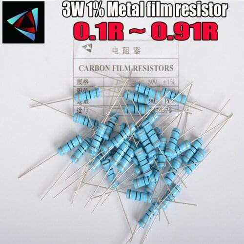 10PCS 3W Metal Film Resistor 1% 0.1 0.12 0.15 0.18 0.2 0.22 0.24 0.27 0.3 0.33 0.36 0.39 0.43 0.47 0.5 0.56 0.62 0.68 0.75 ohm