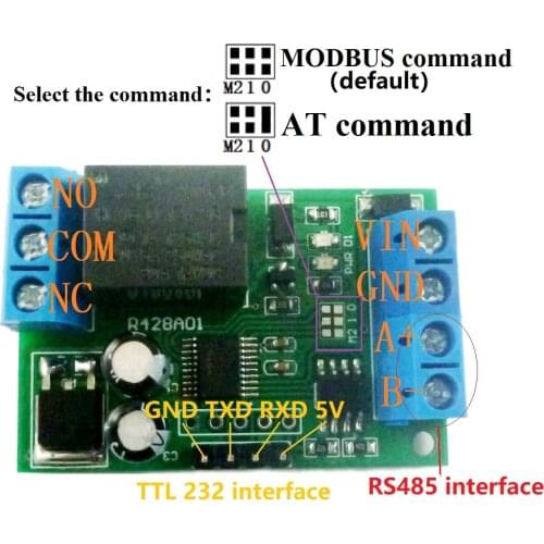 Mini DC 12V RS485 Delay Relay Module Modbus-Rtu Uart Switch Board for CCTV Camera PTZ LED Security PLC
