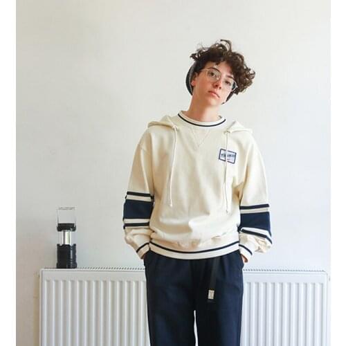 Fashion Desgin Women Hoodies Long Sleeve Cotton O Neck Hooded Sweatshirts Loose Preppy Style Patchwork Pullover Hoody