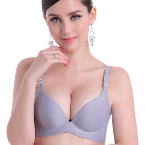 Fashion Push Up One Piece Seamless 3/4 Cup Sexy Bra For Women Adjustable padded cup women bra support chest duoble cup top bra