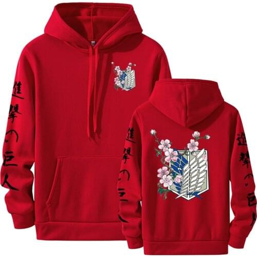 Japanese Anime Graphic Hoodies Men Attack On Titan Pullover Sweatshirt Unisex Harajuku Men Clothing Streetwear