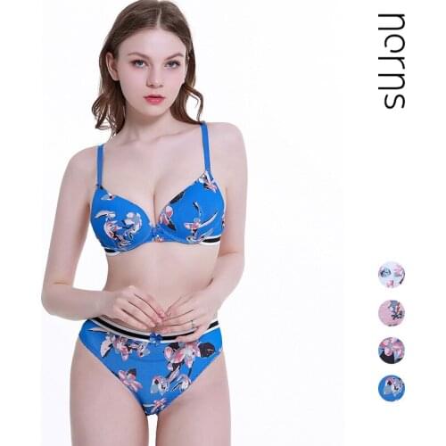 Norns New Bra Set Cotton Printed Large Size Sports Bra Ladies Underwear Bra