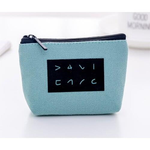 2020 Brand New Women Simple Character Canvas Key Case Short Wallet Cute Zipper Wallet Change Coin Purses ID Card Pocket