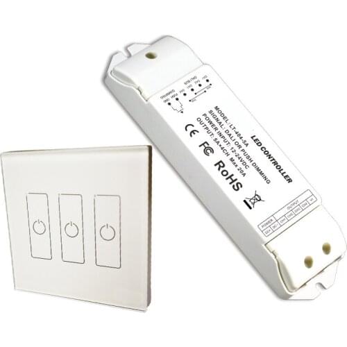New EDA3 Dali Led Dimmer 3 Channel Controller On/Off Switch Wall Mount Touch Panel Intelligent Power Drive