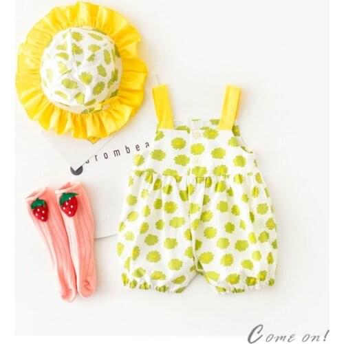 Baby New Born Baby Girls Clothes Summer Sunsuit Floral Print Princess Rompers+Sun Hat Brief Set Infant Outfit Jumpsuit Clothes