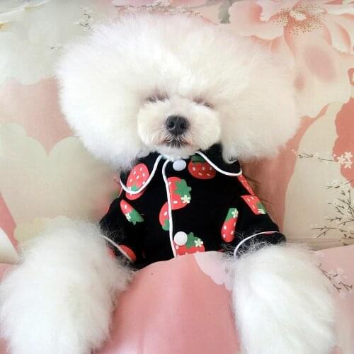 Dog clothing Pet small Dog Cat Jumpsuit Pajamas Pink Soft Feeling Shirt button Sleepwear Dog four seasons Clothes Puppy App