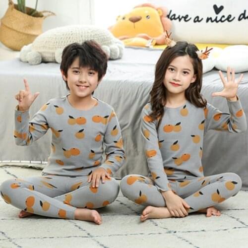 Pajamas For Children Autumn Winter Baby Girls Clothes Pajama Set Teenager Boys Casual Sleepwear Kids Thermal Underwear 2 to 14 Y