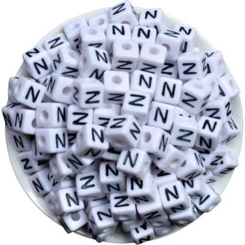 Plastic Alphabet White 50PCS Size Of 10x10m Beads Acrylic Letters Children Education Handmade DIY Bracelet Beads