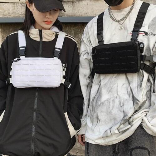 Casual Waist Bag Men Sports Tactical Pack Nylon Outdoors Travel Vest Bag Unisex Belt Waist Pack Cycling Tactical Chest Rig Bags