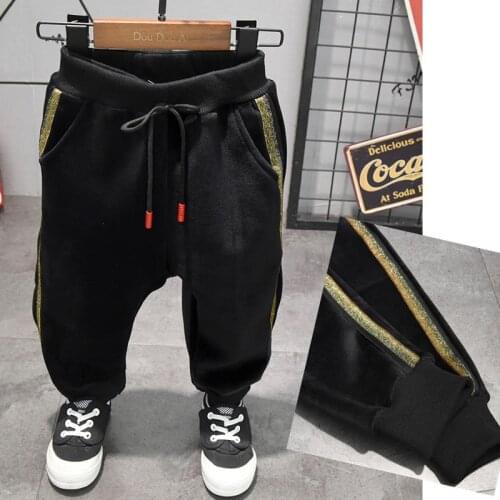Casual Boy Winter Pants Cotton Thick Warm Trousers boys Fleece Warm Long Pants 2-6Years Elastic High Waisted Baby Kid Pant