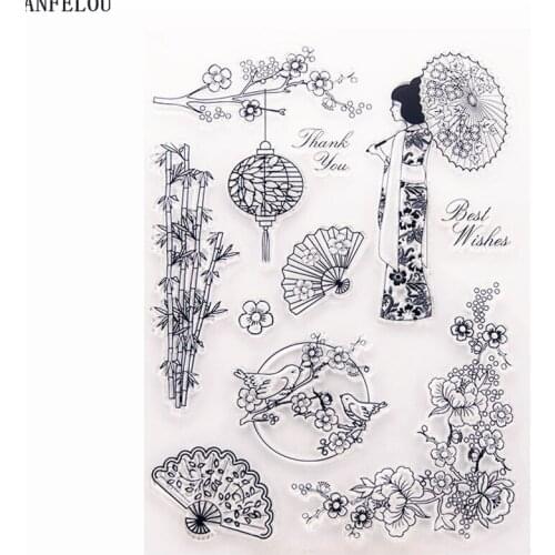 Park Woman Transparent Silicone Rubber Clear Stamps Cartoon For Scrapbooking/DIY Easter Wedding Album