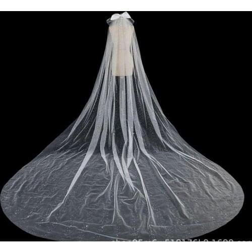 Luxury Beading Wedding Veil 2021 New 3.5 Meter Simple One-layer Accessories Cathedral With Comb Bow