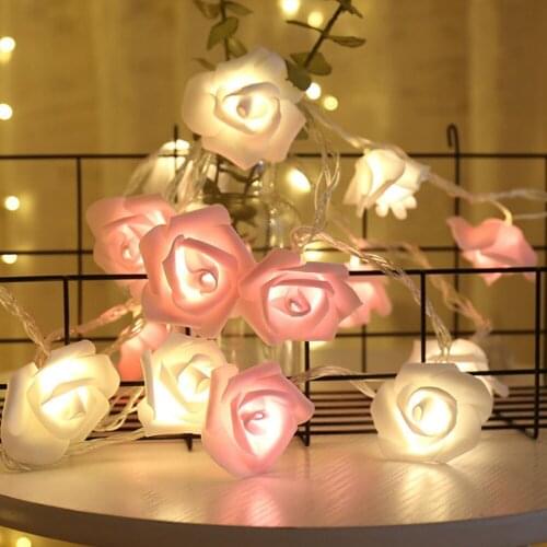 10/20/40leds Rose Flower String Lights Battery Rose Christmas Lights for Party Wedding Holiday Christmas Decoration Lamps