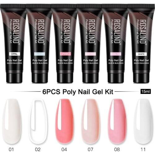 ROSALIND Pink Poly Nail Gel Kit Nail Extension Gel For Nail Art Design Manicure Semi Permanent Varnishes Nail Polish Builder Gel