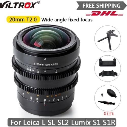 Viltrox S 20mm T2.0 ASPH Wide Angle Film Lens Full Frame Manual Focus Cine For Panasonic Lumix S1R S1 S1H SL2 L Mount Camera