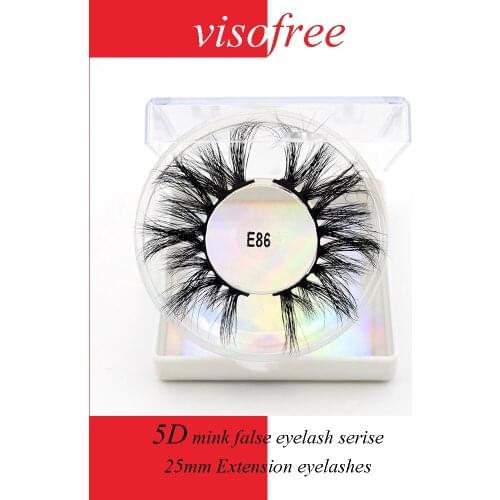 Visofree 5D Mink Lashes Makeup 25mm real mink lashes Extension Handmade Volumn Mink Eyelashes lash boxes packaging E86