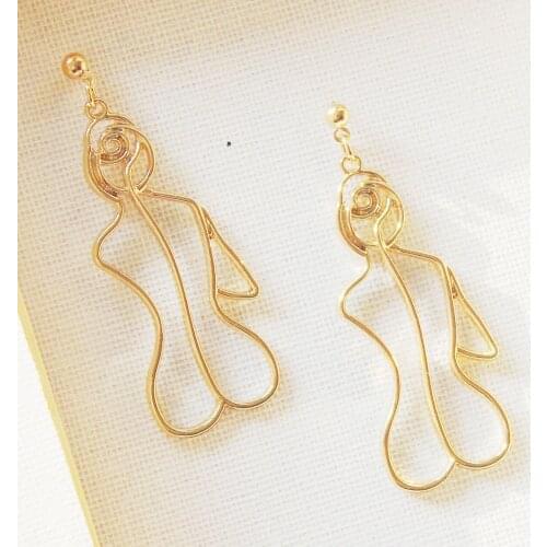 Jewelry fashion retro human body contour alloy texture abstract face earring