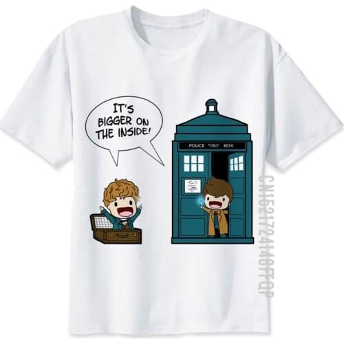 Doctor Who T Shirt Men Cartoon Funny White 100% Cotton Tshirt Printed T-shirt Homme Basic Tees Graphic O Neck Tops