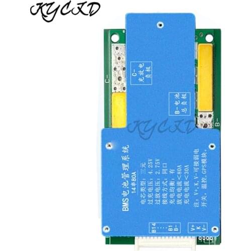 BMS 14S 52V 50A 60A 80A Li-ion Lithium Polymer 18650 Battery Protection Board with Balance/Temperature Control For E-Bike Charge