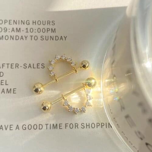 925 Sterling Silver Sweet triangle Stud Earrings Gold Silver Color Chain Ear Jewelry For Women