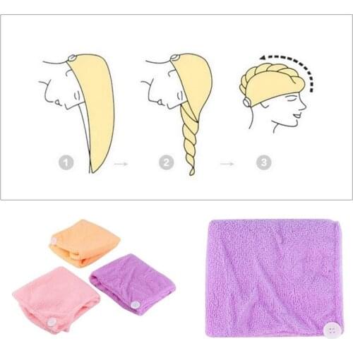1pcs Microfibre Hair Drying Towel Hair Drying Wrap Womens Girls Ladys Towel Quick Dry Hair Hat Cap Bathing Tool Color Random