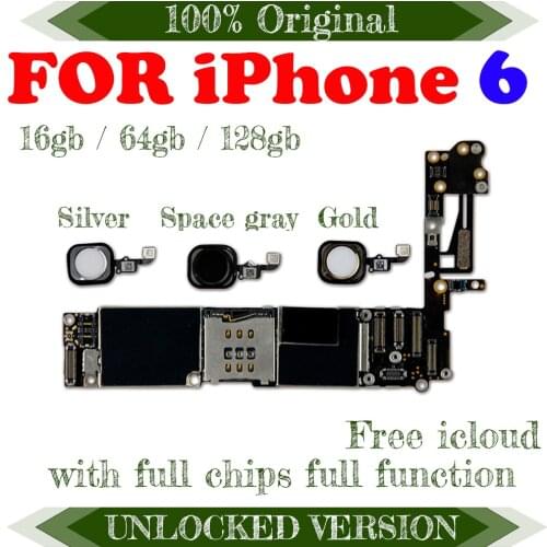 100% Tested Motherboard for iphone 6 unlocked Logic boards With / without fringerprint for iphone 6 Mainboard replace plate