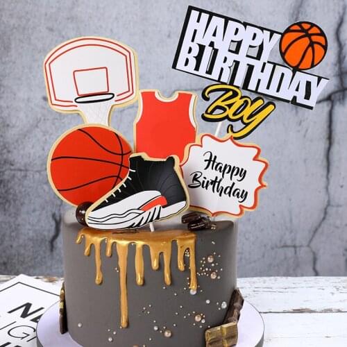 2020 New Football Happy Birthday Cake Topper Sport Birthday Cupcake Topper for Kids Birthday Party Cake Decorations Baby Shower