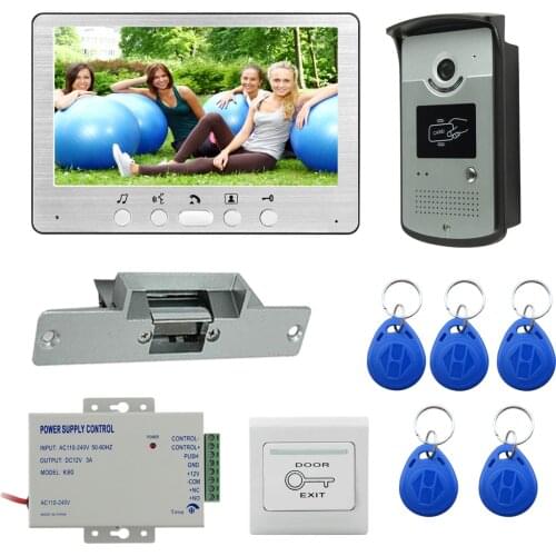 7 Inch Video Door Phone Doorbell Intercom System With Monitor and Outdoor Panel Talk Call Monitoring Unlock