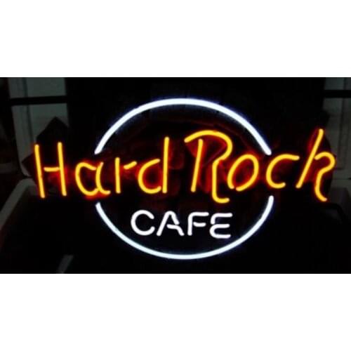 Business Custom NEON SIGN board For Hard Rock Cafe Brand REAL GLASS Tube BEER BAR PUB Club Shop Light Signs 16*12"