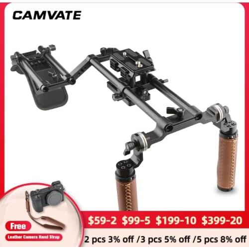 CAMVATE Camera Shoulder Rig With Foam Shoulder Pad & ARRI Rosette Dual Rod Clamp &Handle Grip For DSLR Camera Support System New