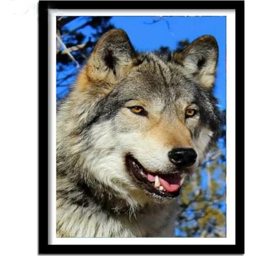 Diy diamante pintura lobo diamante bordado animal imagem de strass ponto cruz