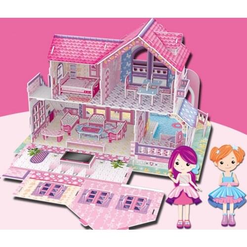 DIY Mini Dollhouse Parent-Child Assemble 3D Paper House Furniture Puzzle Jigsaw Toy Children Birthday Gifts