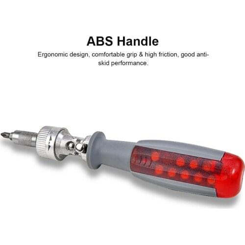 Two-Way Ratchet Screwdriver Set with 10 Bits 180° Alloy Elbow Screwdriver 6.35MM Screw Driver
