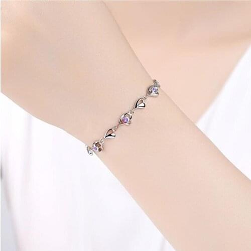 Everoyal Trendy Heart Zircon Bracelets For Girls Accessories Birthday Gift Female Fashion 925 Silver Bracelets Women Jewelry Hot