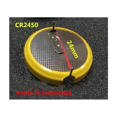 HOT NEW CR2450 2450 CR2450-H1A 3V Button lithium batteries PLC CNC machine battery with DIP2 leg Feet from 24mm