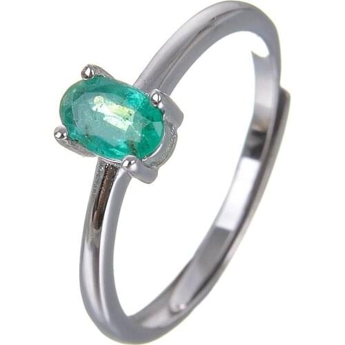 Samplel Green Emerald Ring 0.3ct Square 4*6mm simple jewelry gift for girl Christmas/Party/wedding/anniversary/engagement