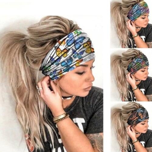 Creative European And American Womens Milk Silk Knitting Sports Printing Wide Headband Yoga Spot Wholesale