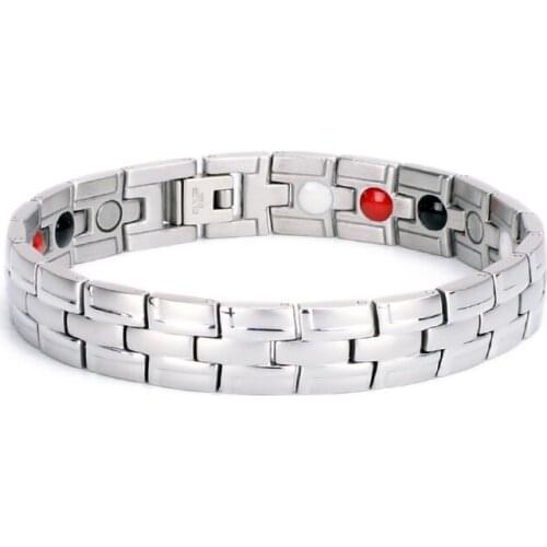 Oktrendy Stainless Steel Magnetic Bracelets Male Jewelry SILVER Plated Bracelet for Women Men Bangle Classic Design